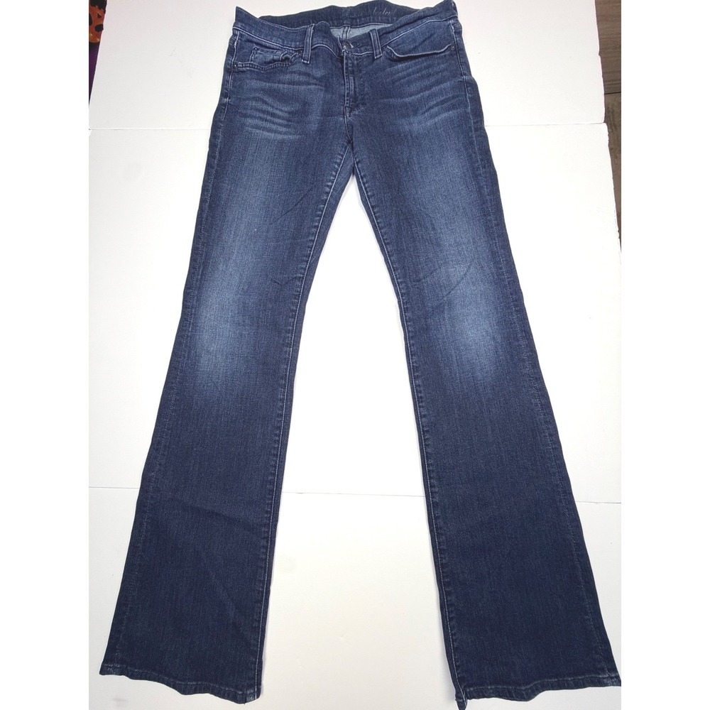 7 For All Mankind Bootcut Jeans Dark Wash Stretch Denim Size 32 Squiggleā Pocket
